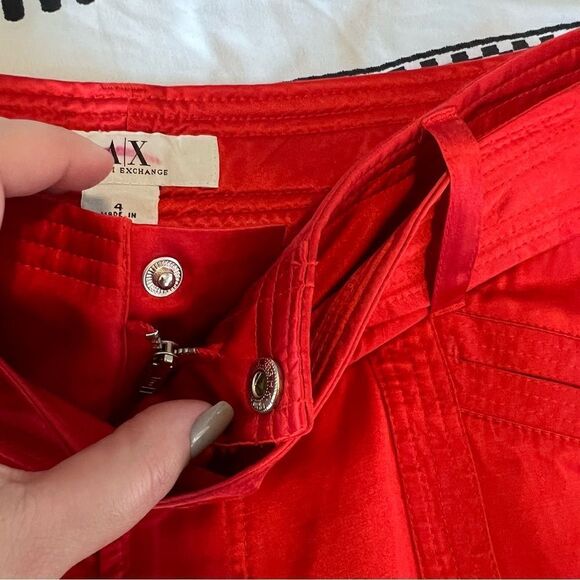 Sz 4 Armani Exchange Red Silk Blend Wide Leg Pants - Picture 11 of 17